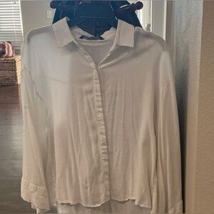 Zara Cream Long-Sleeve Shirt
